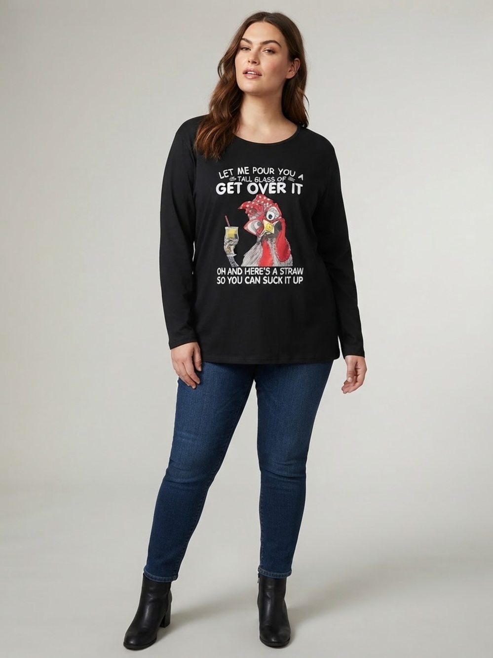 Funny Sarcastic Chicken Graphic Long Sleeve T-Shirt – Size 0XL